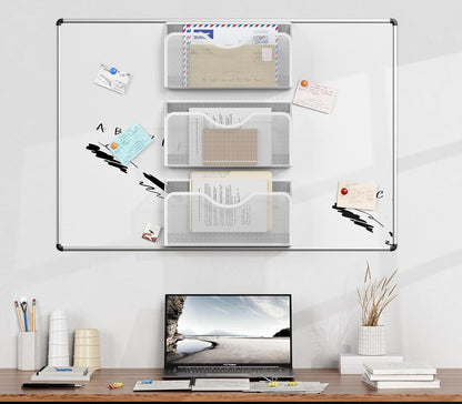JANE EYRE Magnetic File Holder - 3PCS File Paper Mail Organizer No Drilling Magazine Paper Document Holder/Magnetic Hanging File Organizer for File Cabinets, Office, Whiteboard, BLACK