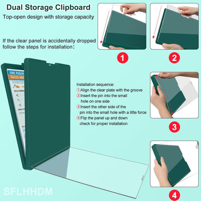SFLHHDM Clipboard with Storage,Heavy Duty Clip Boards 8.5x11 with 2 Storage Case,Clear Visible Panel Storage Clipboards,Side Opening Nursing Clipboard Folder for Office Supplies-Light Purple
