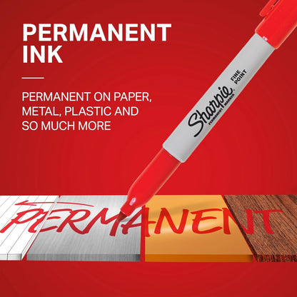 Sharpie Permanent Markers, Fine Point, Blue, 12 Count