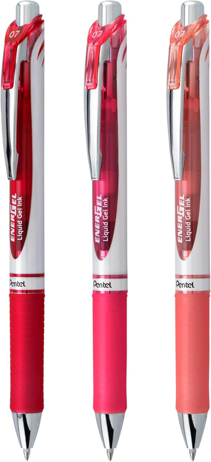 Pentel EnerGel RTX Retractable Liquid Gel Pen, Passion Hue, 0.7mm, Assorted Violet Ink Pack of 3 Pens (BL77PASBP3M)