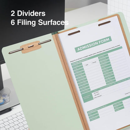 Staples Pressboard Classification Folder, Legal Size, 2 Dividers, 2.5″ Expansion, Light Gray/Green, Durable Construction, 20/Carton