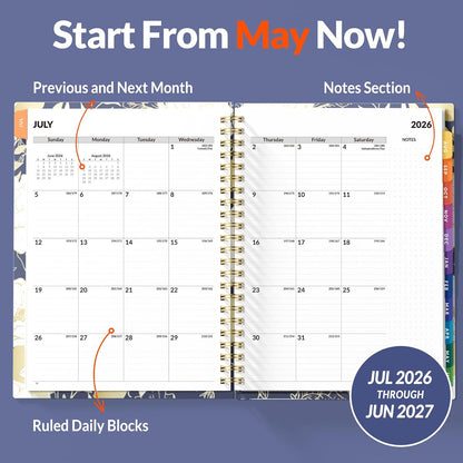 SUNEE 2026-2027 Appointment Book, Quarter-Hourly, Weekly & Monthly - from July 2026 to June 2027, 8.5"x11" Academic Planner, Flexible Cover, Note Pages, Bookmark, Spiral Binding, Black