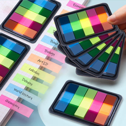 Golcellia Fluorescent Translucent Sticky Note Flags, 1200 Pcs Total, Pack of 10 Color Tabs, Arrow Index Tabs, Page Flag Markers