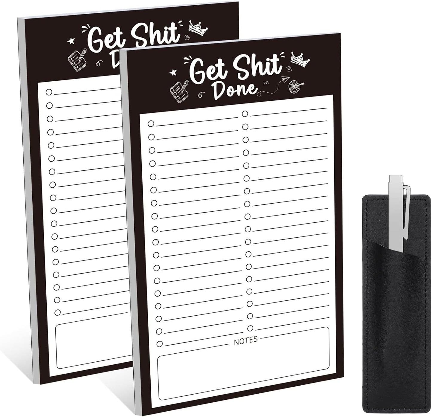 Thboxes 2 Pack Grocery List Magnet Pad for Fridge with Pen Holder, Total 120 Sheets Magnetic Note Pad for Fridge Full Back Magnet Shopping List, To Do List, Memo Notepads, 4.5x7.5(Funny Animal)