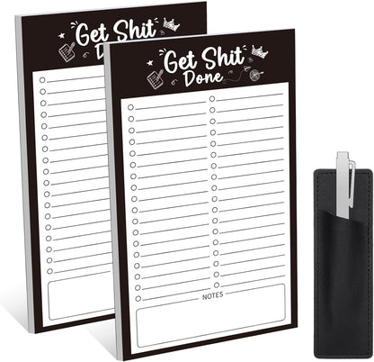 Thboxes 2 Pack Grocery List Magnet Pad for Fridge with Pen Holder, Total 120 Sheets Magnetic Note Pad for Fridge Full Back Magnet Shopping List, To Do List, Memo Notepads, 4.5x7.5(Funny Animal)
