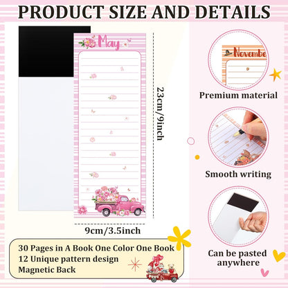Eaasty 12 Pcs Bible Magnetic Notepads for Refrigerator Monthly Magnetic Grocery List 9 x 3.5" Magnet Memo Pads 30 Sheet Per Pad Shopping to Do List for Christian Teacher Appreciation Week Gift
