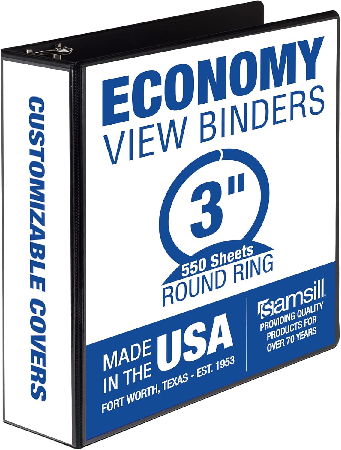 Samsill 1.5 Inch 3 Ring Binders, Economy Round Ring, Clear View Cover, 325 Sheet Capacity - for School, Home, Office - White, 4 Pack
