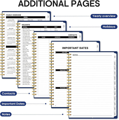 Planner 2026-2027, Academic Year Monthly and Weekly Calendar Planner, Jul 2026 - Jun 2027, Hardcover Teacher Student Planning Agenda book with Tabs, Perfect for School Office Supplies, 6.3" x 8.5" - Wildflowers