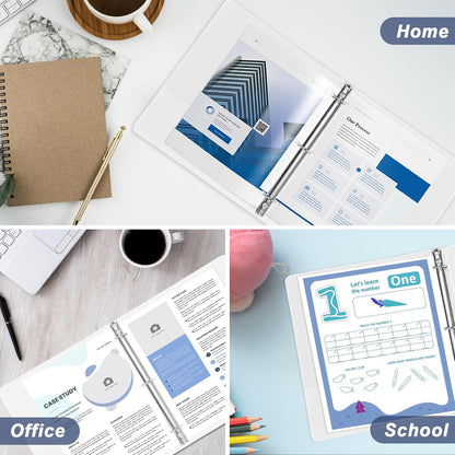 1 inch 3-Ring Binder, 1" Round Ring Binder with 2 Interior Pockets, Holds 200 Sheets US Letter Size 8.5'' x 11'', Clear View Binders for Office, Home, and School (White,8-Pack)