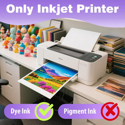 Uinkit 37lb Thin Flyer Paper Glossy 8.5x11 Inkjet 100 Sheets Single Side DIY Chip Bag 135gsm Printer Picture for Inkjet Printer with Dye Ink Letter size A4 Brochure (8.5X11X100)