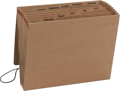 Smead Expanding File with Flap and Cord Closure, 12 Pockets, Monthly (Jan-Dec), Letter Size, Kraft (70186) (Pack of 1)