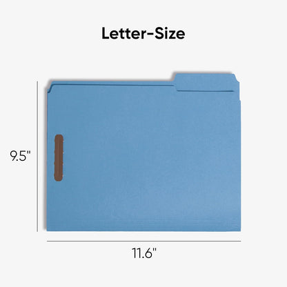 Smead Fastener File Folders, Reinforced 1/3-Cut Tabs, 2 Fasteners, Letter Size, Blue, 50 per Box (12040)