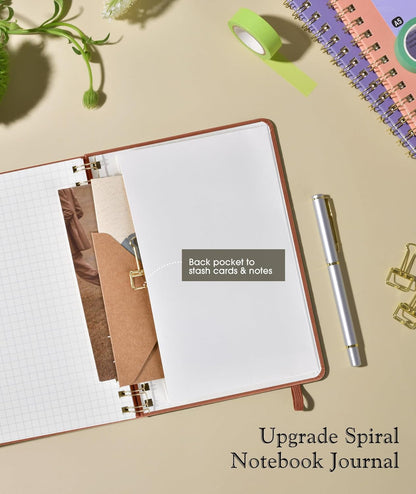 Lined Spiral Journal Notebook, A5 Hardcover Spiral Journals for Women Men, 150 Numbered Pages Spiral Bound Notebook, 100 GSM College Ruled Notebooks for Work, Note Taking 5.75" x 8.38", Olive Green