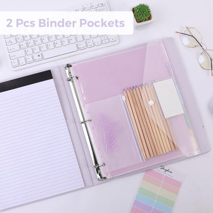 SKYDUE 3 Ring Binder with Clipboard,1 Inch Binder, 13.2" × 10.2" PU Clipboard Binder with Notepad & 5 Dividers with 5 Pockets, Labels, Clipboard Folder Great for School Office(Fit Letter Sized Paper)