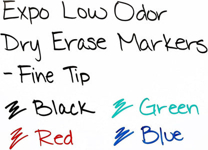 Expo 86001 Low Odor Dry Erase Marker, Black; Fine Tip, Quick-Drying Ink, 2 Packs of 12 Markers, 24 Markers Total