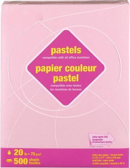Staples Pastel Colored Copy Paper 8 1/2-Inch x 11-Inch Pink 500/Ream, For Office, School & Home