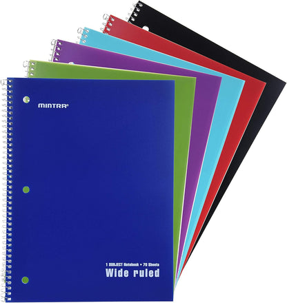 Mintra Office Spiral Notebooks, Wirebound, Journals for School, Work, Business, Aesthetic Stationery, Writing Pads, Teacher & Student Supplies (6, Pastel, College)