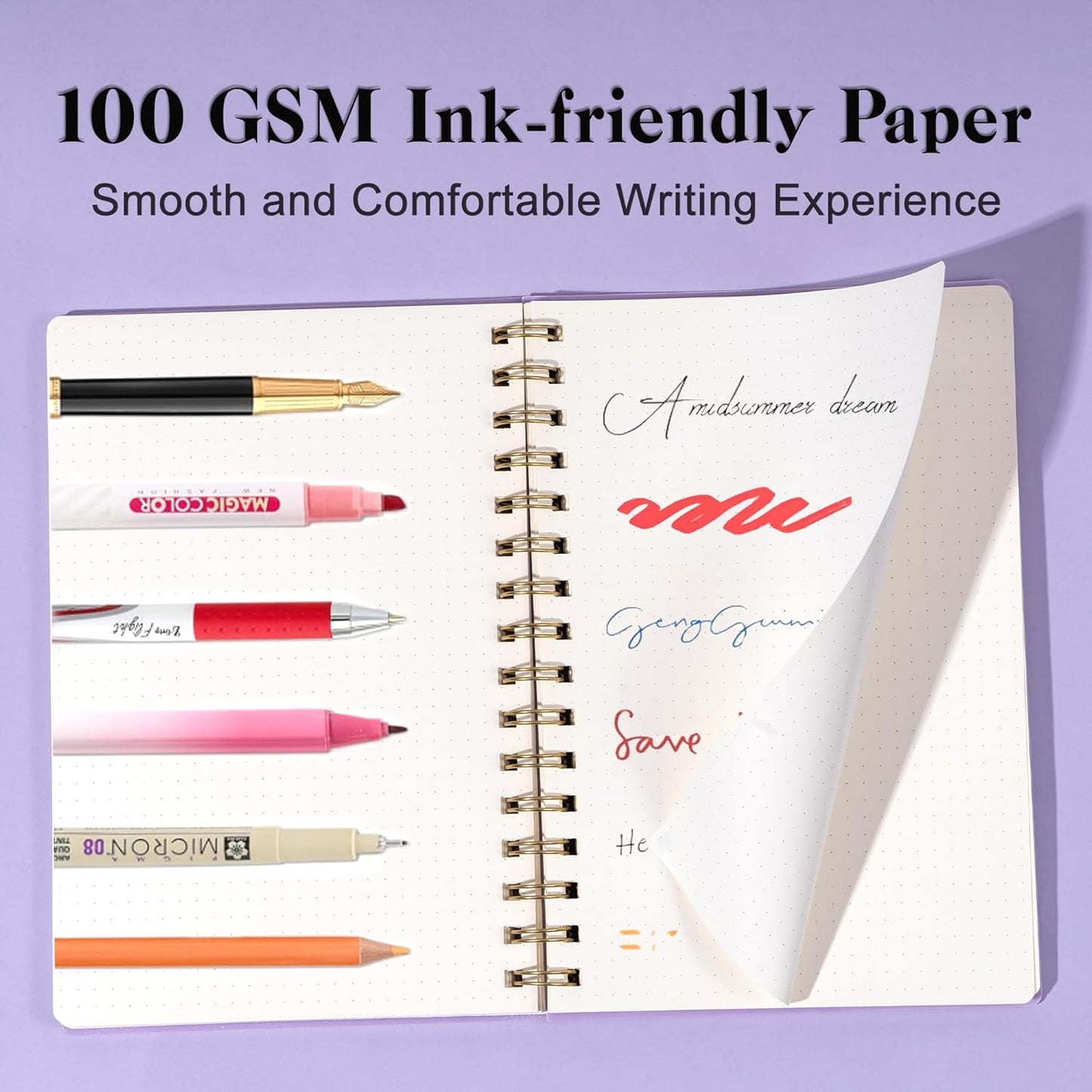 Yoment Graph Paper Spiral Notebook A5 Graphing Notebook 160 Pages Graph Paper Notebook Spiral Bound Waterproof Plastic Hardcover Spiral Journal 5x7 Grid Notebooks for Note Taking,Black