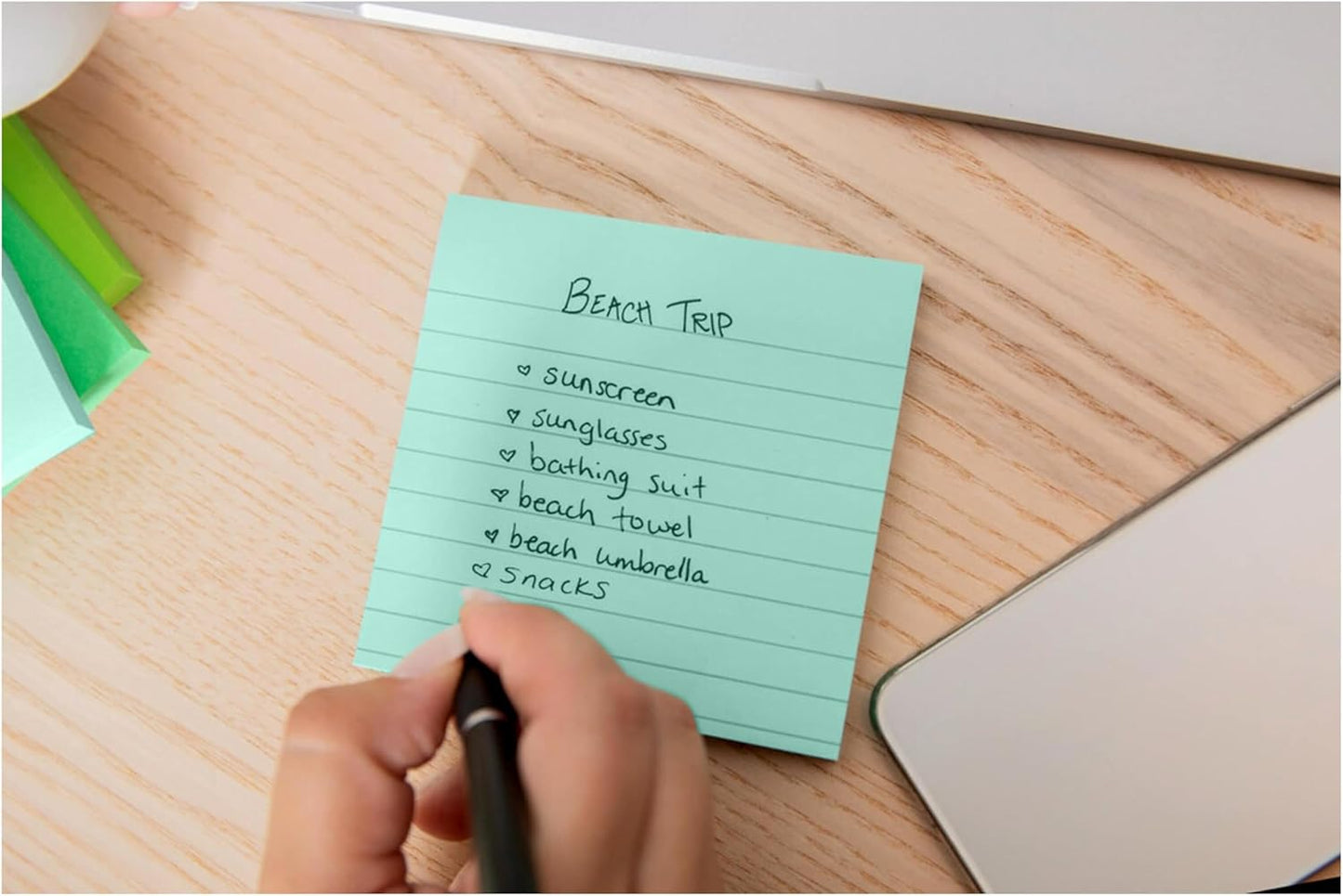 Post-it 100% Recycled Paper Super Sticky Notes, 4 in. x 4 in., 3 Pads, 70 Sheets per Pad, Wanderlust Pastels, School Supplies and Office Products