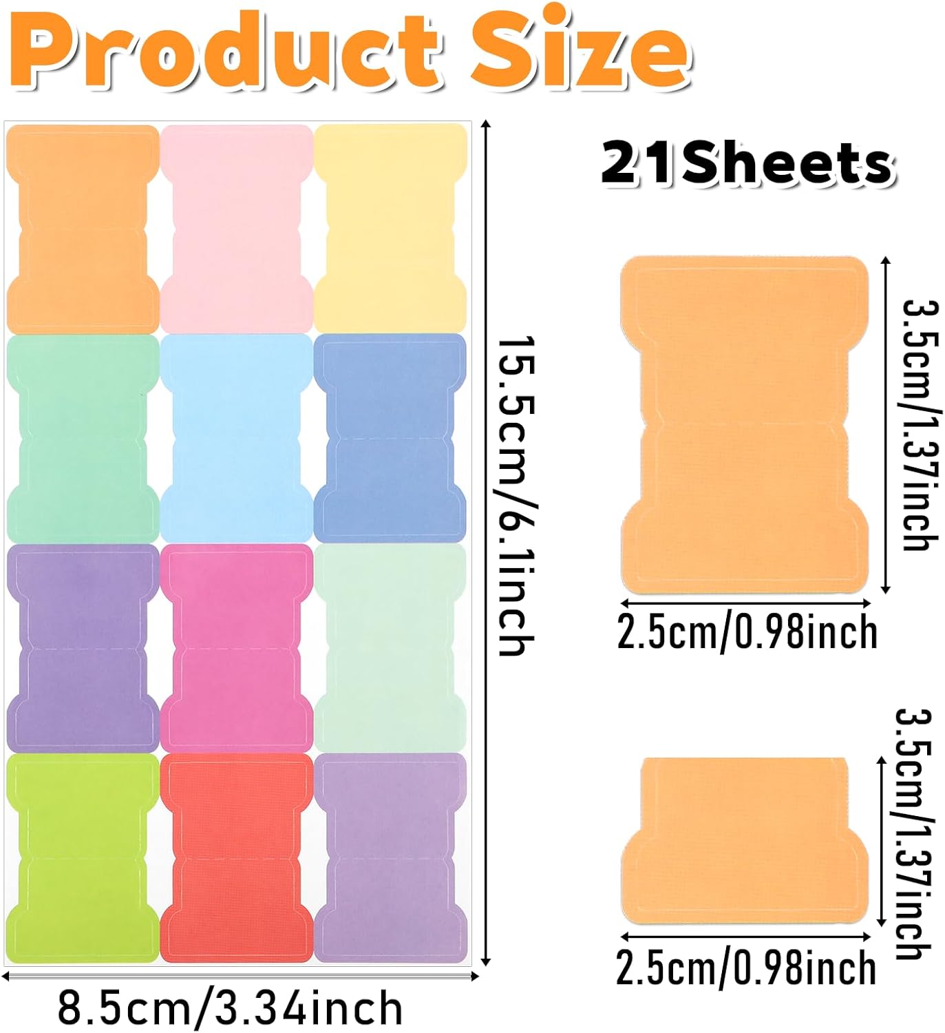 JJUNW 21 Sheets Planner Tabs, Sticky Index Tabs, Color Index Classification Label Tab for Notebooks, Writable Blank Monthly Indexs Tab Annotation, Divider Tabing for Labeling