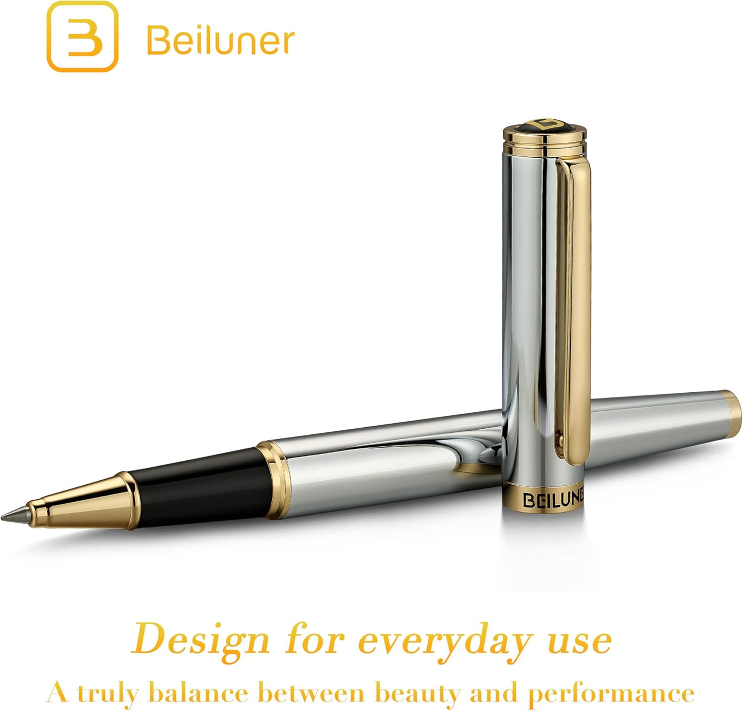 BEILUNER Luxury Rollerball Pen, Stunning Green Lacquer with 24K Gold Trim,Noble and Elegant Designs,Schneider Ink Refill, Best Gift Set for Men & Women, Refillable, Executive Writing, Nice Pens