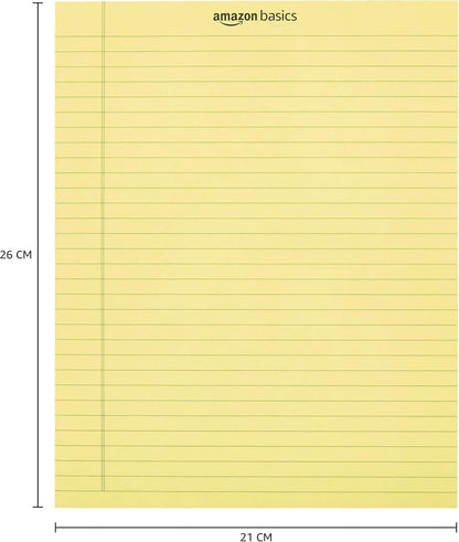 Amazon Basics Wide Ruled Lined Writing Note Pads with Sturdy Back, 8.5" x 11.75", Multicolor, 6-Pack, 300 Sheets, Perforated