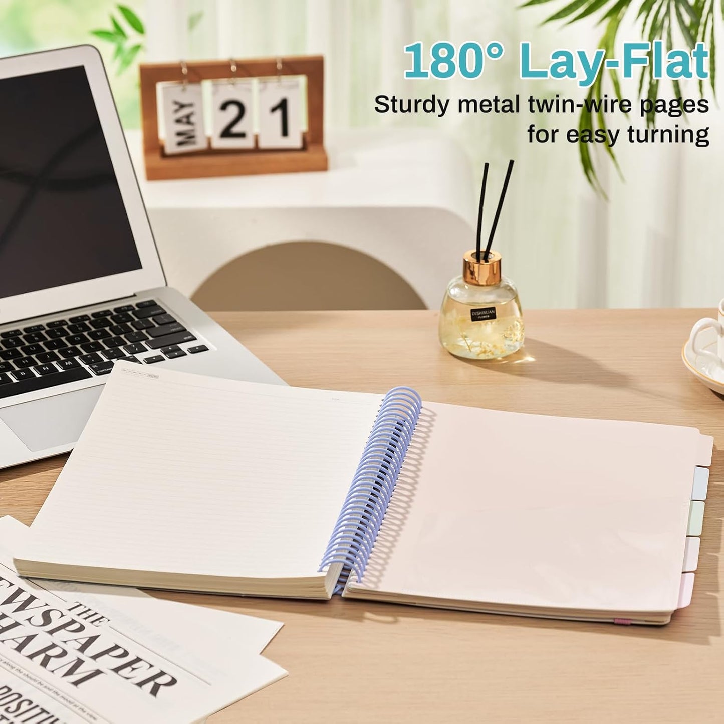 Hardcover Spiral Notebooks 8.5" X 11" Note Taking 5 Subject Notebook College Ruled with Dividers 240 Pages 100GSM Aesthetic Spiral Notebook for Work School Cute Journals for Women Writing