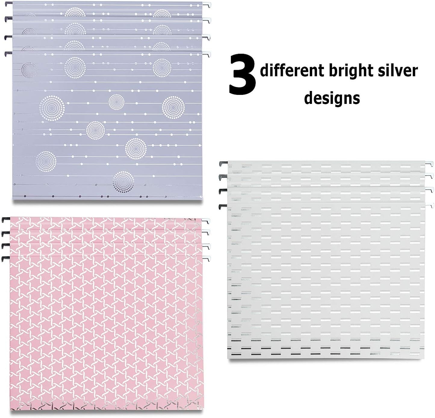 Y YOMA 12 Pack Rose Gold Hanging File Folders Letter Size Decorative File Folder Cute Pretty Hanging Folder Organizer for Filing Cabinet Office Home with 1/5-Cut Adjustable Tabs, 3 Gold Foil Design