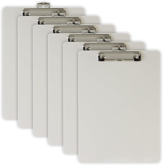 Officemate Recycled Plastic Clipboards, Letter Size, Pearl, Pack of 6 (83087)