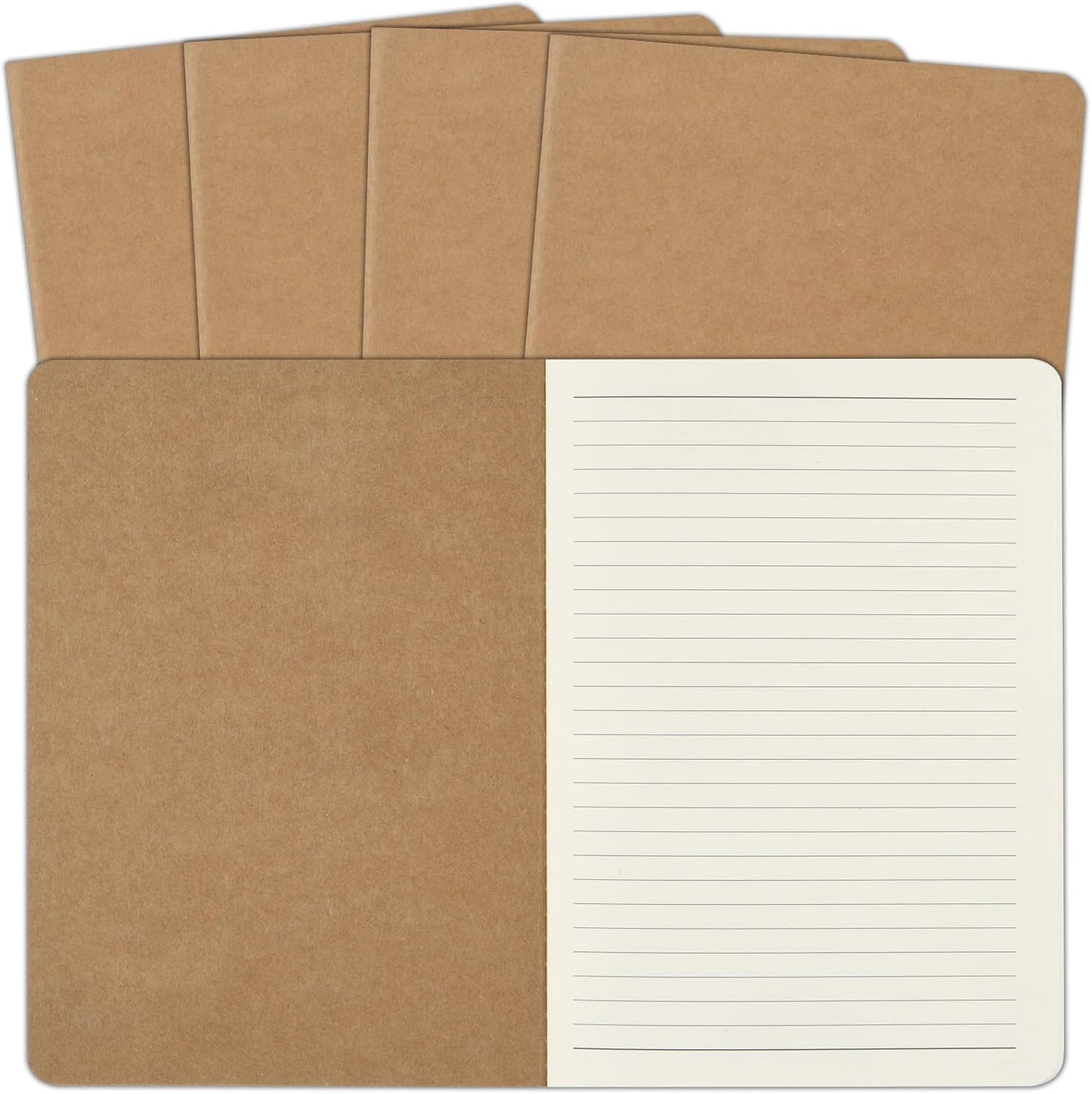 ZCZN 100 Pack A5 Kraft Notebooks Bulk, 8.15x5.5 Inches Lined Paper Journaling Notebooks, Notebooks for Work, Composition Notebooks for School, Journal Notebooks for Office, 60 Pages