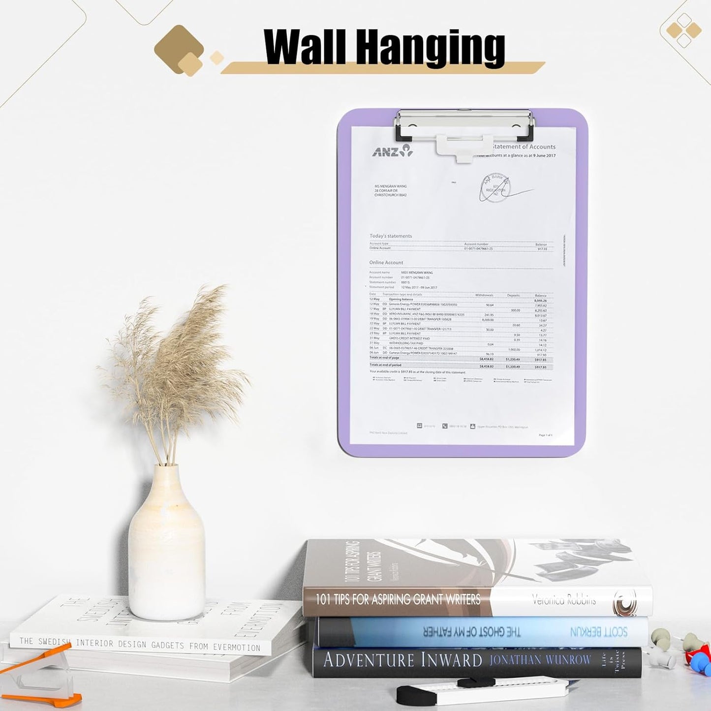 Hongri Plastic Clipboard, White 8.5x11" Clipboard, A4 Letter Size Clipboards for Nurses, Students, Office and Women, Clipboard with Pen Holder and Low Profile Clip, Size 12.5 x 9 Inch(White)