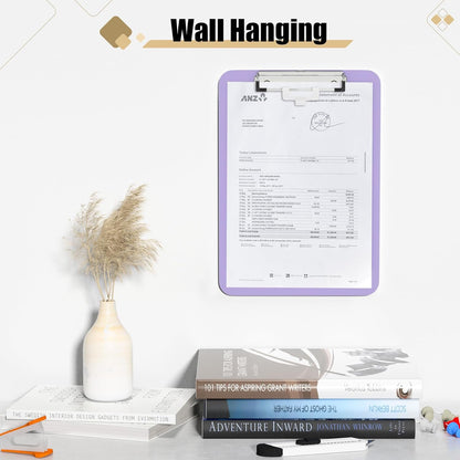Hongri Plastic Clipboard, White 8.5x11" Clipboard, A4 Letter Size Clipboards for Nurses, Students, Office and Women, Clipboard with Pen Holder and Low Profile Clip, Size 12.5 x 9 Inch(White)