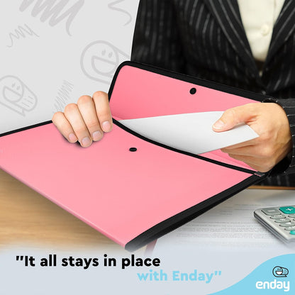 Square Flap Document Holder Blue, Expanding File Folder, A4 Letter Size Reusable Filling Envelopes, Snap Closure Wallet File Pouch Also Available in Pink, Purple, Green, Red, Grey, 1 Pc– By Enday