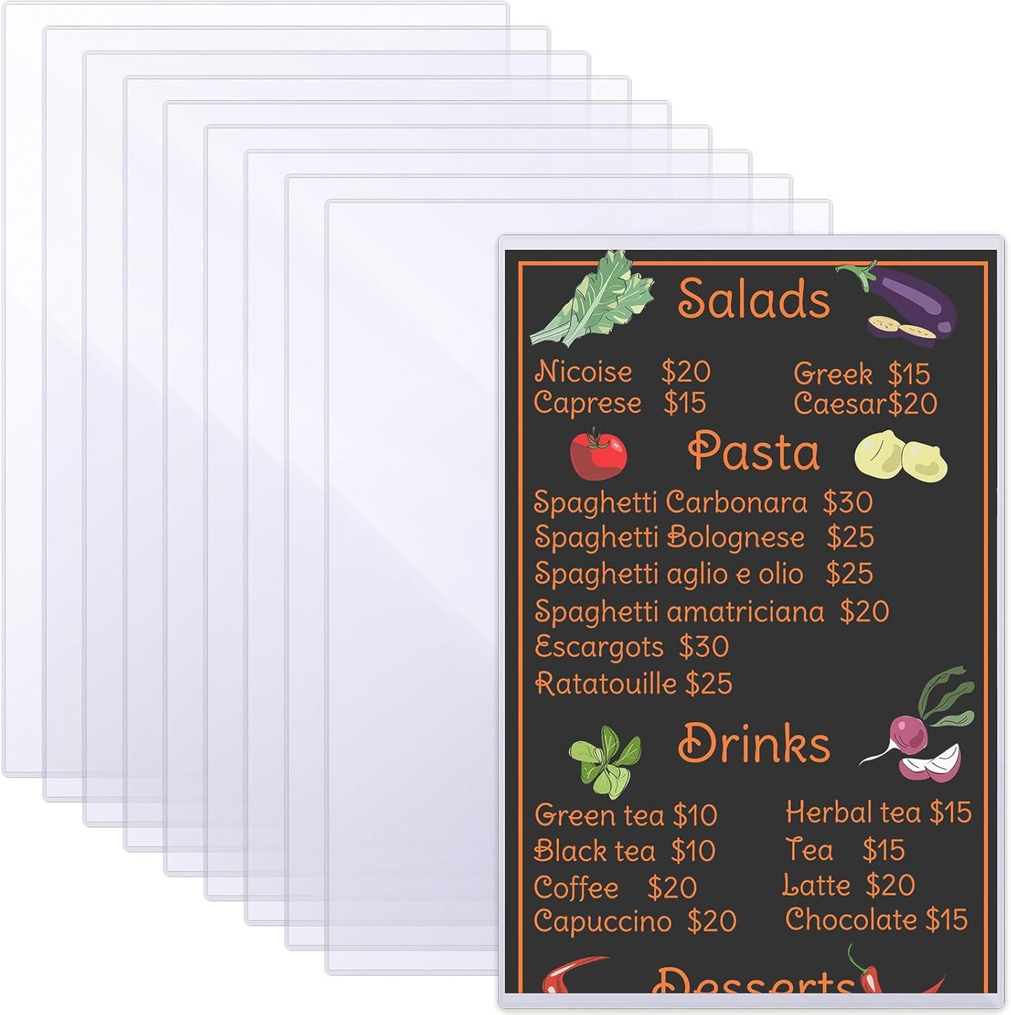 Henoyso 45 Pcs 8.5" x 14" Menu Cover Rigid Print Protectors Clear Heavy Duty Menu Holder Poster Protector Sleeve Hard Plastic Paper Sleeves for Page Sheet Photographs Document Birth Certificate
