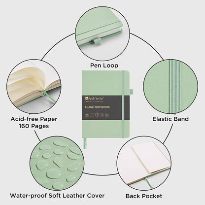 &And Per Se Lined Journal Notebook, 160 Pages, A5 5.7 x 8 inches College Ruled Thick Paper Notebook Journals for Writing, Hardcover Notebooks for Women Men Office School (1 Pack, Green) - Colors B