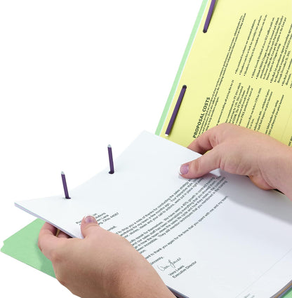 Smead End Tab Pressboard Fastener File Folder with SafeSHIELD Fasteners, 2 Fasteners, 1" Expansion, Letter Size, Gray/Green, 25 per Box (34705)