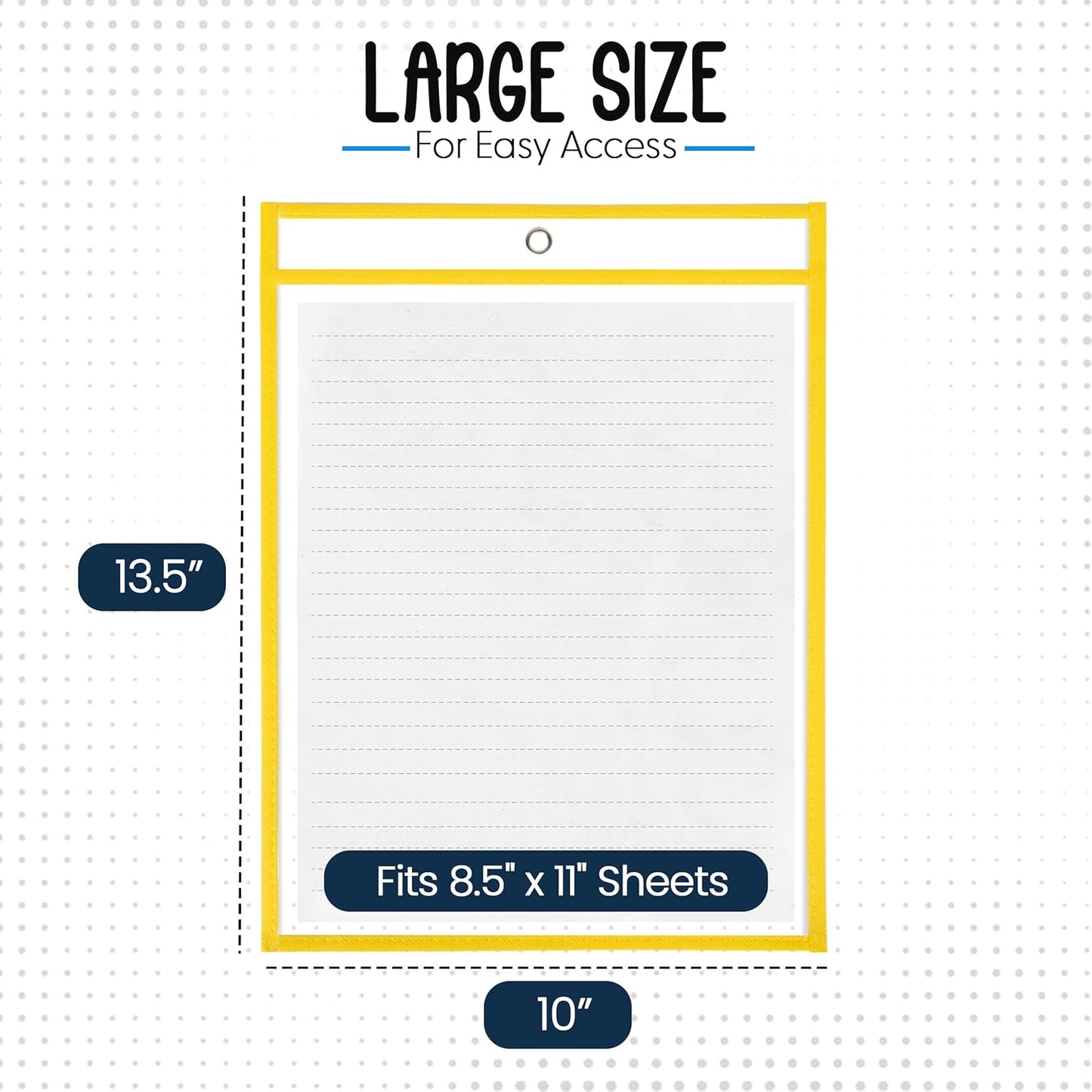 Essex Wares - 6 Pack, Assorted, Dry Erase Pocket Document Protectors, 10" Wide x 13.5" Tall- Dry Erase Clear Plastic Sleeves - Reusable & Easy Erase Plastic Invoice Holders, Water-Resistant & Durable