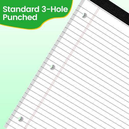 3 Hole Legal Pad 8.5 x 11, 3 Pack White Note Pads, Notebook Paper Wide Ruled, Writing Paper Pads, Notepads with Binder Holes, Lined Paper 8.5x11, Ideal for School, Home, Office, 30 Sheets/Pack