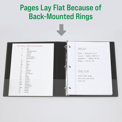 Office Essentials Economy View 3 Ring Binders, 2" Round Rings, 2.8" Spine, 375-Sheet Capacity, Black Binders (4-Pack of 03147)