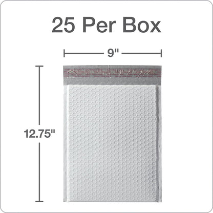 Quality Park Bubble Mailers, 8.5 x 11 Shipping Envelopes, Water Resistant White Poly Padded Envelopes, Redi-Strip Peel Off Closure, 25/Box (QUA85859)