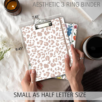 3 Ring Binder 1 Inch, Three Ring Binders Organizer with Clipboard, 5-Tabs Pockets Dividers, Plastic Folder, 18 Divider Stikers, BVSSX Pretty Binder with Pen Loop (Black Weeds, Letter Size)