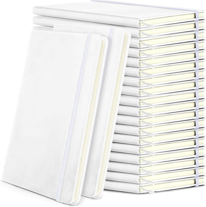Honoson 20 Pack Lined Journal Notebooks A5 Hardcover Executive Notebook 5.5" x 8.3" PU Leather Wide Ruled Journals Bulk with Elastic Band for Home Business Office School Supplies(Black)