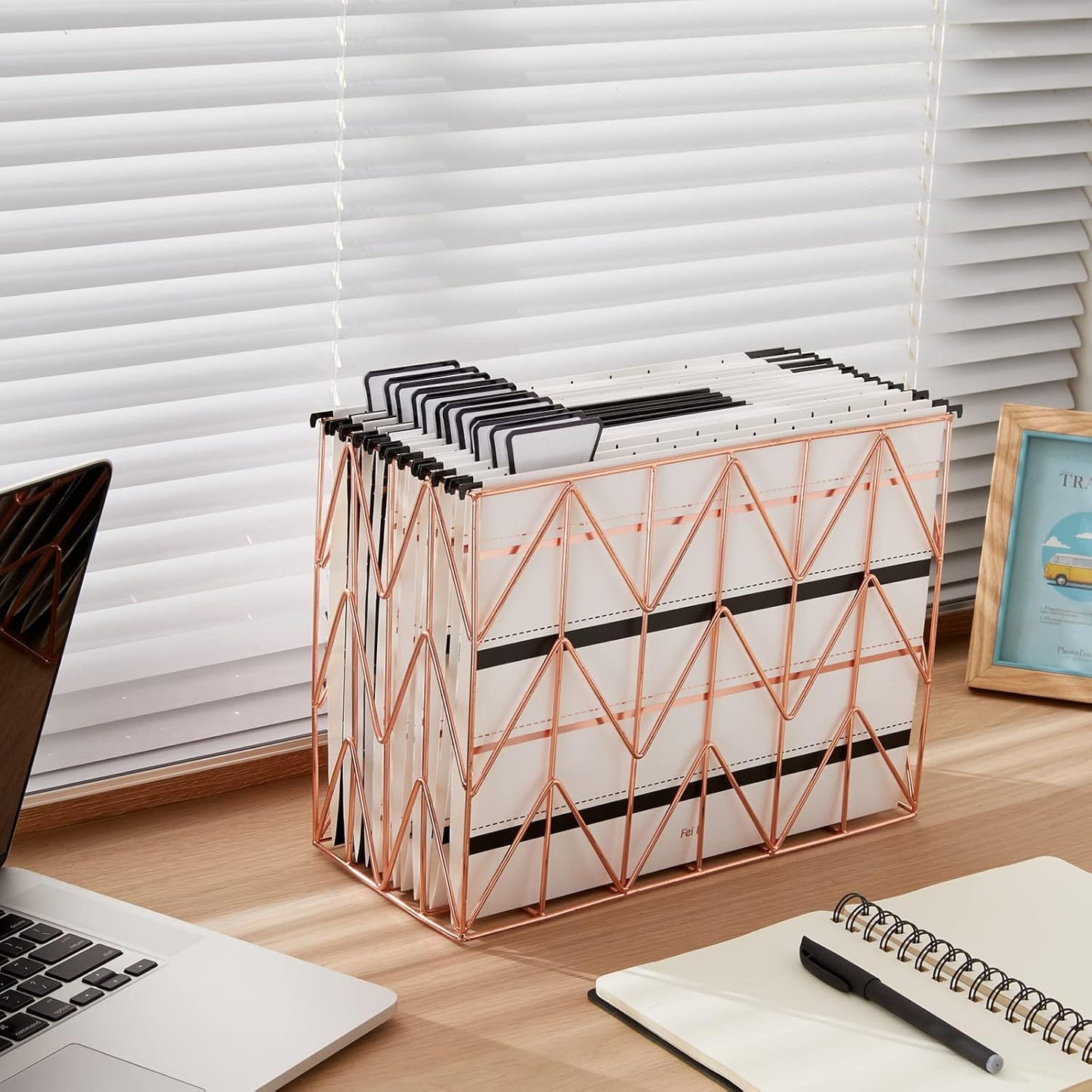 6 Pack Hanging Folder File Cabinet Organizer Letter Size 1/5 Cut Adjustable Label Decoration Home Office School Classroom, Green