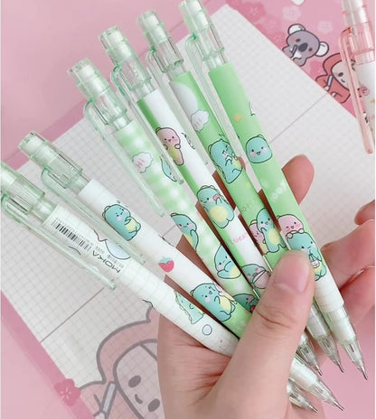MOZXIRZ 4 Pcs Cute Mechanical Pencils with Top Eraser 0.5mm Cartoon Space Mechanical Pencil School Pencil for Women (6pcs Space)