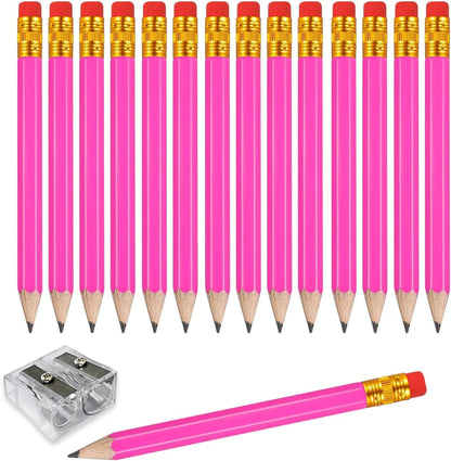 Adhere 25pcs Golf Pencils with Eraser Pre sharpened Hexagon half Wooden Pencils Graphite 2B for Golf Event Scoring,Classroom,Wedding,Company Meetings,Pew, Pocket (Nature)