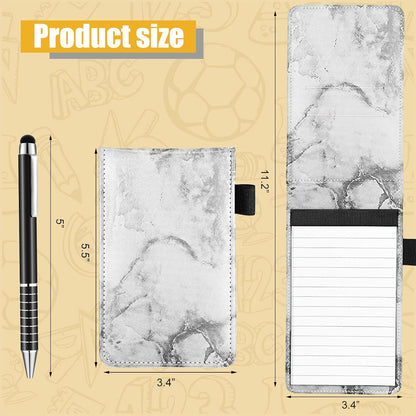 Outus 10 Pcs Mini Pocket Notepad Holder Set Included Small Leather Pocket Notebook Holder with 50 Lined Sheets, Metal Pen, 8 Pcs 3 x 5 Inch Memo Book Refills, 30 Lined Paper Per Note Pad (Black)