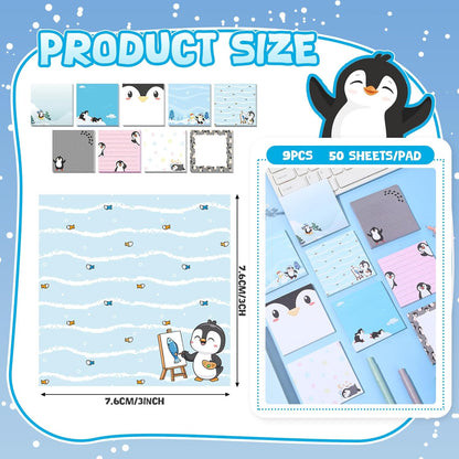 9 Pads Wildflower Sticky Notes 3x3 Inch Cute Self Stick Notepads Notes Adhesive Memo Pad Office Decor Gifts for Students School Teacher Meeting Office Supplies