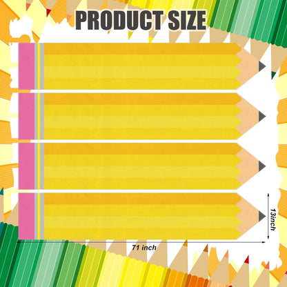 Breling 4 Pcs Preschool Graduation Decorations Table Runner Kindergarten Graduation Tablecloth Composition Pencil Crayon Ruler Notebook Table Runner for School Dining Room Classroom Party Decoration