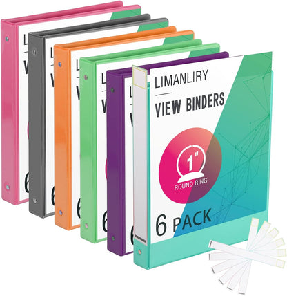 2 Inch Binders, Round 2" 3 Ring Binder, Customizable View Binder with Pockets, Assorted Colors, 4 Pack