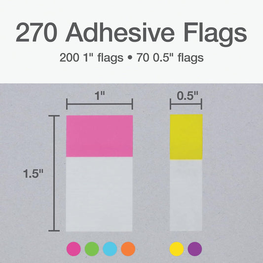 Redi-Tag Pop-Up Flags, Adhesive Indicator Flags, 270 Write-On Tabs, Index Tabs for School, Home and Office, Assorted Tropical Colors: Blue, Orange, Yellow, Purple, Green and Pink, 1 Pack (1002346)